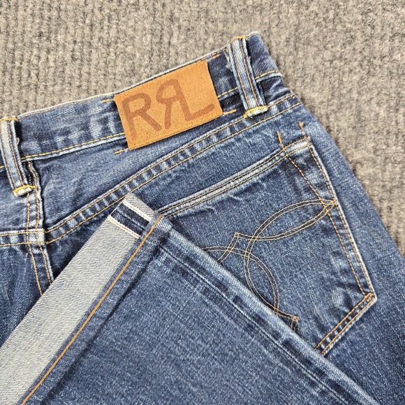 Double RL RRL Jeans Mens 30x34 Blue Straight Button Fly Selvedge Denim USA 32x30